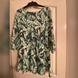 Kaari Blue Palm Leaf Romper- NWT